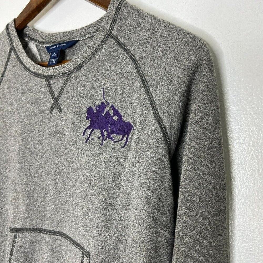 Ralph Lauren Blue Label Big Pony Gray Heather Polo Logo Size Large Girls